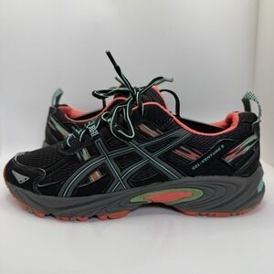 Asics Womens Gel Venture 5 T5N8N Black/Coral/Teal Running Shoes Size 6.5
